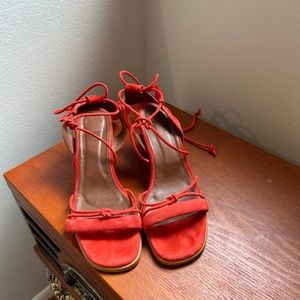 Alphas Sophie heeled sandal - orange suede size 8/9